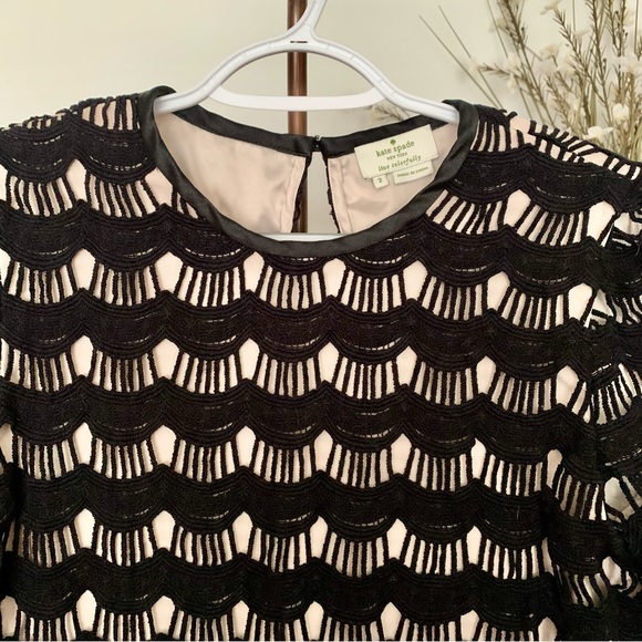 Kate Spade Black Scalloped Crochet Blouse, size 2 - Picture 3 of 8